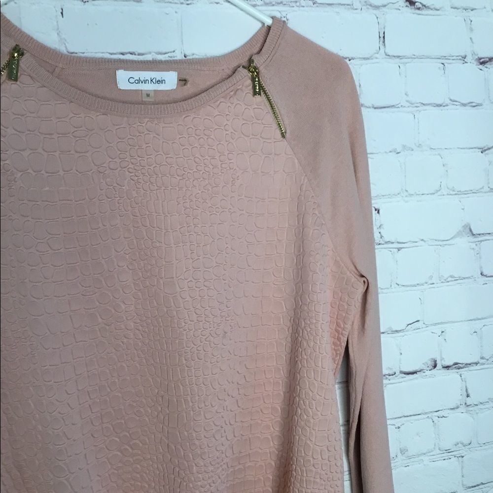 Calvin Klein Women Pale Pink Textured Knit Sweater Top‎ - Picture 9 of 15